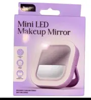 Mini LED Makeup Mirror With Stand In Purple BNIB Travel Friendly Battery...