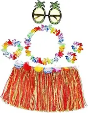 GAROZATION 1 Set Hawaiian Hula Suit Hawaiian Lei Necklace Grass Skirts for Party Hawaii Straw Skirt Hula Skirt Hawaiian Dresses for Women Hawaiian Shirt Hawaiian Garland Plastic