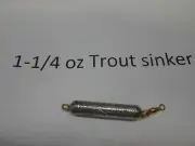 TROUT SINKERS TORPEDO 10 OF THEM 1-1/4 OZ WITH #7 BRASS BARREL SWIVEL