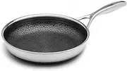 [LIVWELL] DiamondClad 10-Inch Hybrid Nonstick Fry Pan - Kitchen Gift - Frying Pan Stainless Steel Cookware Set with Tempered Glass Lids - Dishwasher Safe, PFOA-free Cookware - Silver/Black