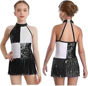 [iEFiEL] Sequins Latin Dance Dress for Girls Rumba Samba Jazz Lyrical Dance Outfits Camisole 6-16 Years