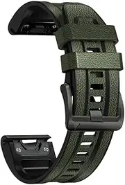 [MGTCAR] 26mm 22mm Silicone+Leather Wriststrap for Garmin Fenix 7 7X 6X 6 Pro 5X 5 Plus Epix 3 3HR 935 Easy Fit Quick Release Wirstband