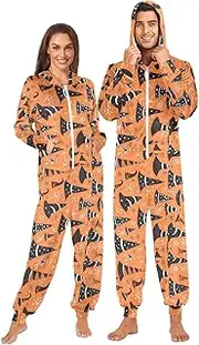 [Joisal] Witches Hats Orange Adult Onesies, Suitable for all Seasons, Adult Onesie Costume with Pockets