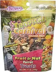 F.M. Brown's Tropical Carnival Fruit & Nut Parrot Treat with Natural Fruits, Nuts, Seeds and Veggies, 12-oz Bag - Excellent Reward for Training Parrots of