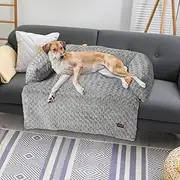 PaWz Dog Couch Protector Furniture Sofa Cover Cushion Washable Removable Cover L, Furniture Protector, Pet Bed Couch Cover, Head and Neck Support, Detachable Bolster, Machine Washable, Grey