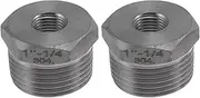 X AUTOHAUX 304 Stainless Steel Pipe Fittings 1" Male x 1/4" Female BSPT Reducer Hex Bushing 2 Pcs