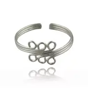 Double Triple Swirl Toe or Midi Ring 925 Sterling Silver Adjustable Size Summer