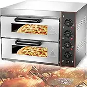 Commercial Pizza Oven,3000w Double Layered Pizza Electric Oven,48l Large Capacity Multifunctional Oven with 50~350 °c Adjustable Temperature Range,0-60 Minute Baking Timer for Pizzeria Dessert Shop
