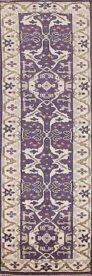 Exquisite Oushak Indian Wool 10 ft. Rug Runner Purples Carpet 3x10