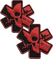 EnigmaGlow 2 Pcs Medical Paramedic Tactical Morale Badge Patch 3D PVC Rubber Applique Emblem Hook Backed