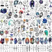 FANRUI 6 Sheets Cute Small Temporary Tattoos For Kids Men Women Watercolor Space Star Mountain Unicorn Children Cartoon Face Tattoo Stickers Boys Girls Child Waterproof Arm Tiny Hands Fake Tatoo Paper