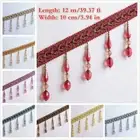 12 Metres Curtain Tassel Crystal Beaded Fringe Trim Upholstery Sewing Ribbon DIY