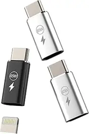 65W Adapter Lightning to USB C Male PD Fast Charger (Pack of 3) for iPhone 16 15 Pro for Apple Compatible with Samsung Plug Type C Cable for iPad Jack Car Accessories Wiring