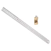 Stainless Steel Ruler 30cm/12" Double Reading with 20mm Scriber Block Gold