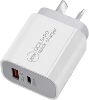 AU Plug 20W USB C Fast Charger, Dual Port PD Power Delivery + 18W Quick Charge 3.0 USB-A Fast Charging Port Compatible with iPhone 13/13 Mini/13 Pro Max, 12/12 Mini/12 Pro Max, Samsung Galaxy, LG, HTC, Google Pixel 6 pro and More