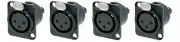 (4 Pack) Neutrik NC3FD-S-1-B XLR Mic Female Black/Gold Panel Mt Screw Terminal