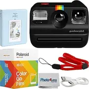 Polaroid Go Generation 2 Instant Film Camera Bundle with Polaroid GO Color Film, Double Pack and Photo Album + Cloth (4 Items) (Black)