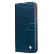 Business Style Oil Wax Texture Horizontal Flip Leather Case for XiaoMi RedMi Note7, with Holder & Card Slots & Wallet(Blue)
