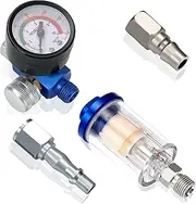 Xiciki Air Compressor Regulator Spray Gun Filter, Pressure Regulator Compressor Water Trap 1/4 Inch Spray Paint Gun Air Pressure Gauge for Spray Gun