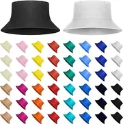 [Pasimy] 48 Pieces Bucket Hats Unisex Cotton Wide Brim Sun Bucket Hat Summer Fisherman Cap for Men Women Teens Outdoor Travel Beach Vacation Accessory, 16 Colors Colorful, Colorful, Medium