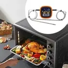 Double Channel with Alarm BBQ Meat Timer Thermometer for Chicken Frying