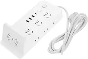 TEHAUX Wireless Charging Power Strip with Triple Ports Extension Cord Phone Charger Socket Resistant and Safe Design Charging Station