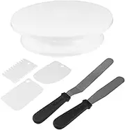OFFSCH 1 Set 6pcs Revolving Cake Stand Rotating Turntable Scrapers for Baking Decorating Cakes Easy to Clean for Beginners Professionals