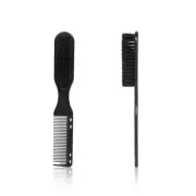Portable Alloy Wood Grain Beard Shaving Pocket Comb Mustache Brush Trimming Tool