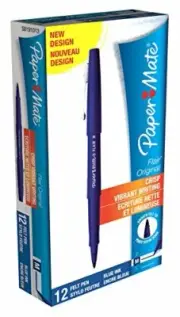 PaperMate Flair Original Felt Tip Pen, Medium - Blue, Pack of 12