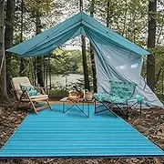 Green Decore Weaver Premium Grade Stain Proof Reversible Plastic Outdoor Rug (180 X 270 CM, Turquoise Blue)