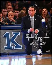 NCAA Duke Blue Devils Unisex Mike Krzyzewski Signed 1000 Win Photo with 1000th Win and Date Insc, 8 by 10-Inch