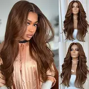 Remy Human Hair 5x5 Closure 13x4 Lace Front Wig Free Part Brazilian Hair Wavy Brown Wig 130% 150% Density with Baby Hair 100% Virgin Glueless Pre-Plucked For W