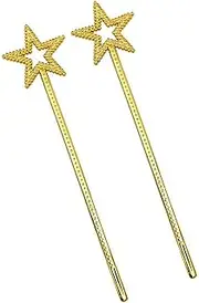 2Pcs 13 Inches Star Wand Costume Props Star Magic Wand Angel Fairy Wands Sticks for Birthday Party Halloween Cosplay Christmas Princess Role Play, Gold