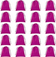 uxcell 20pcs Flocked Cloth Drawstring Bag 4.7 x 5.9 Inch Jewelry Flocked Pouches Gift Bags for Wedding Party Favor Candy Jewelry Packaging Organizing Storage, Rose Red