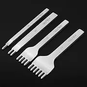 WUTA Leather Hole Punch Tool Pricking Iron Hole Punche 5mm 1/2/4/6 Prong Tooth Lacing Diamond Stitching Chisel Set for DIY Leather Craft Kits (Silver)