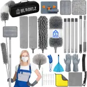 Microfiber Duster Kit 25Pcs with 30 to 100 Inches Extension Pole and Baseboard