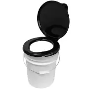 ASR Outdoor Portable Toilet Seat with Lid Compatible with 5 Gallon Bucket, Blk