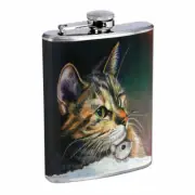 Cat & Mouse Em1 8oz Stainless Steel Flask Drinking Whiskey Liquor
