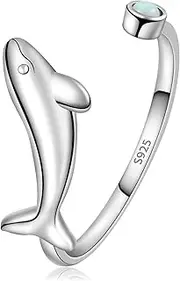 [CHIC & ARTSY] Women Toe Ring 925 Sterling Silver Animals Toe Ring Dainty Created Opal Toe Ring Adjustable Single Toe Ring for Women Beach Jewelry