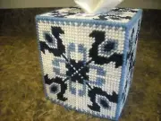 TISSUE BOX COVER - DUTCH TREAT (blue) - Plastic Canvas