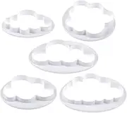 Cloud Fondant Cutter Set - 5Pcs Plastic Fluffy Cookie Mold for Cake Decoration, Sugar Craft, and Cookies