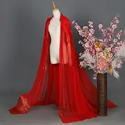 [MAIFURUN] Feather Shoulder Cloak Fairy Long Mesh Coat Chinese Traditional Clothing Women Men Cosplay Costume Hanfu Dress