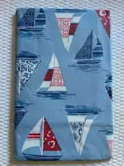 New Summer Fun Vinyl Tablecloth Sailboat Theme 52" Square 60" Round & Oblong