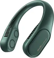 [JISULIFE] Portable Neck Fan, Bladeless Twin Turbine Fan, Rechargeable Battery Operated 4000mAh, Personal Powerful Fan, 3 Speeds 58 Air Outlets Small Wearable Fan, Hand Free Strong Neck Fan - Green
