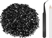 uxcell 4000pcs Flatback Rhinestones Resin, SS16 4mm Resin Rhinestones Bulk Round Shine Gems with Pickup Tools for DIY Nail Art Tumblers Mugs Clothes, Black