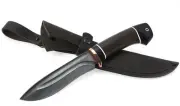 Knife Amur steel damascus-dolly handle black hornbeam wenge