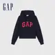 Gap 女裝 Logo連帽外套 碳素軟磨法式圈織系列-海軍藍(402167)