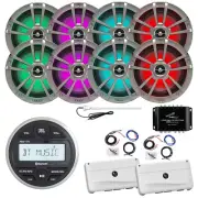 JBL Marine Radio, 8x 6.5" LED Titanium Speaker, 2x Amp w/Kit, Splitter, Antenna