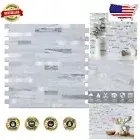 10-Sheet Peel and Stick Stone-Textured Wall Tile in Light Grey & Mixed Metal