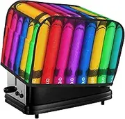 colored crayons Toaster Cover 2 Slice Bread Machine Covers Waterproof Universal Size Kitchen Small Appliance Cover with Hang Loop, Dust and Fingerprint Protection